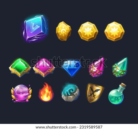 Ui icon magic collection set crystal