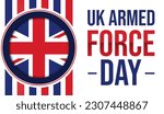 UK Armed forces day background with Flag and colorful typography. Celebrating the armed forces day of the United Kingdom, backdrop design