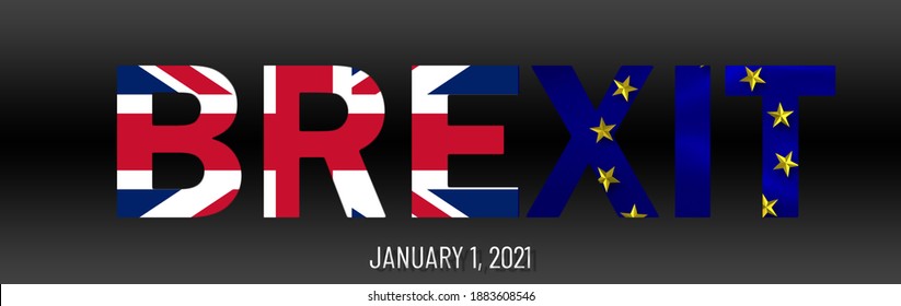 UK And European Union Concept Of Brexit. EU Flag On Broken. Brexit - British Exit From The European Union On January 1, 2021