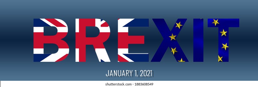 UK And European Union Concept Of Brexit. EU Flag On Broken. Brexit - British Exit From The European Union On January 1, 2021