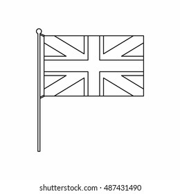 UK Flag Icon In Outline Style Isolated On White Background. State Symbol