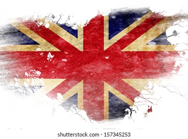 UK Flag  With Some Grunge Effects And Lines