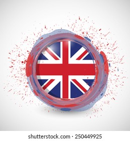 Uk Ink Circle Flag Illustration Design Over A White Background