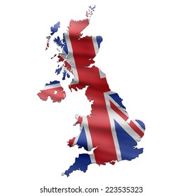 UK Map With British Flag