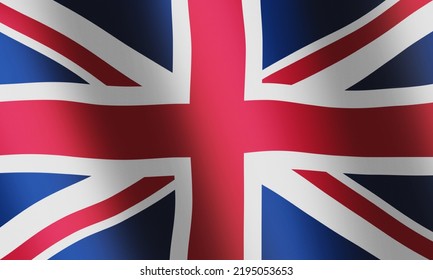 UK National Flag. Red Blue White Union Jack Flag With Smooth Wind Wave For Banner Or Background. Utited Kingdom National Symbol. Waves Ripples On Flag.