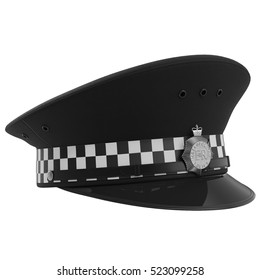 Uk Police Cap On White. 3D Illustration