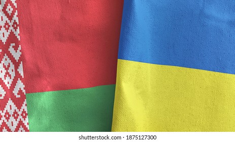 Ukraine And Belarus Two Folded Flags Together 3D Rendering