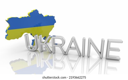 Ukraine Country Map Flag Name Background 3d Illustration