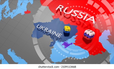 Ukraine crisis map. Ukraine and Russia military conflict. Geopolitical concept. 3d illustration