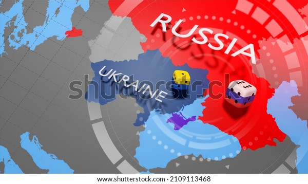 Ukraine crisis map. Ukraine and\
Russia military conflict. Geopolitical concept. 3d\
illustration