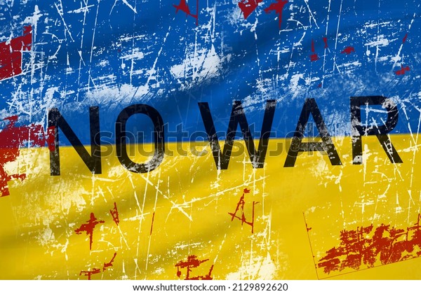 ukraine flag with No War word. no war word written\
ukraine flag
