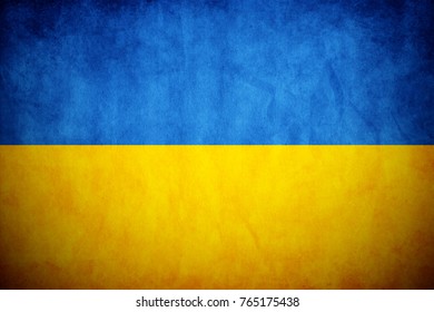 Ukraine Flag On The Grunge Concrete Wall