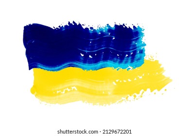 Ukraine flag sign isolated on white background. Blue and yellow hand painted acrylic brush strokes. Peace, pacifist, no war, patriotic symbol. - Powered by Shutterstock