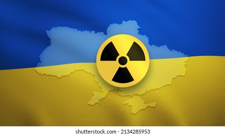 Ukraine map and country flag - Nuclear pollution