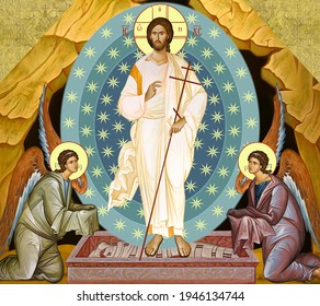 UKRAINE, ODESSA REGION – JUNE, 16, 2007: Orthodox icon of the Resurrection of Jesus Christ. Easter.