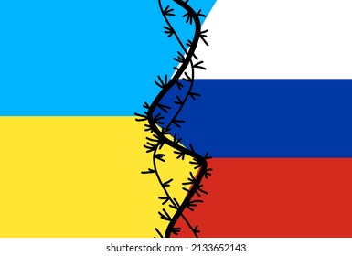 Ukraine And Russia. The Concept Of Closed Borders. Iron Curtain