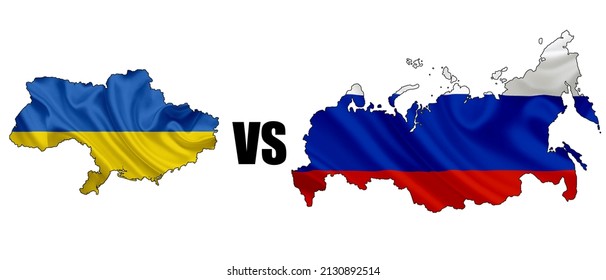 Ukraine And Russia Map With Color Flag, International Protest, Stop The War Against Ukraine. Illustration