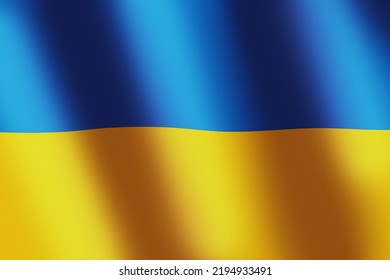 Ukrainian National Flag. Ukraine Blue And Yellow Bicolor Flag With Smooth Wind Wave For Banner Or Background. National Symbol. Waves Ripples On Flag