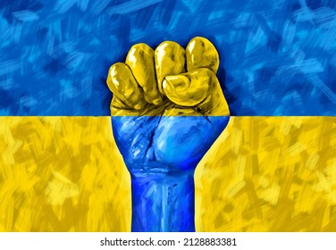 Ukrainian People Pride Symbol As The Patriotic Power Of Ukrainians Together With The Flag Of Ukraine As An Eastern Europe Country In A 3D Illustration Style.