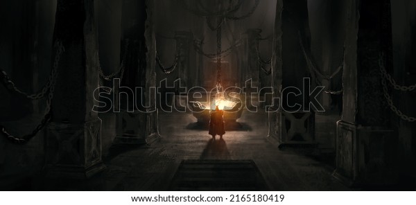 The\
ultimate boss in the dark castle, 3D\
illustration.