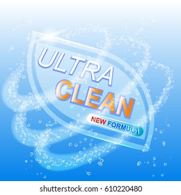 Ultra clean for white. Template for laundry detergent. Package design for Washing Powder Liquid Detergents. Stock 
