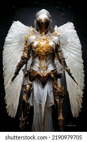 Ultra Realistic Full Body Archangel Diablo, Intricate White And Gold Armor,