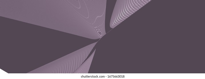 Ultra wide  3D abstract background of curved geometrical patterns of Plum color with lighting and shadows for various. 3D illustration Stock Illustration