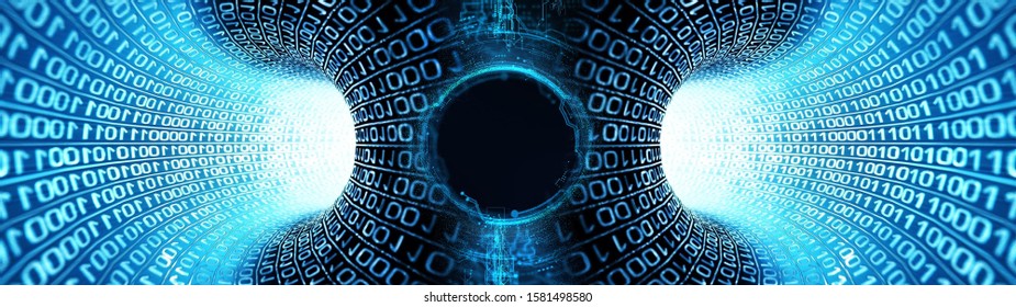 Ultra Wide Tech Worm Hole With Black Hole In The Middle