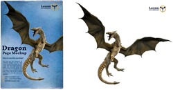 Ultra-high-resolution Dragon (81 Mpx) 3D Rendered With Transparent Background Plus A Scanned Old Paper Background. Select The Right Isolated Dragon Easily To Make Your Custom Poster.