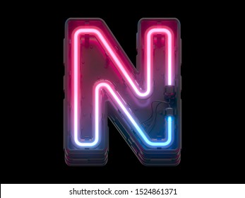 Ultraviolet Neon Font. 3d Rendering