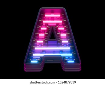 Ultraviolet Neon Signboard Font. 3d Rendering