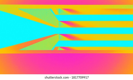 Ultraviolet render. Abstract vibrant geometric background. Banner or poster creative graphic wallpaper. Geometry glow neon electric lines. Cyber arch vibrant technology 3d render.