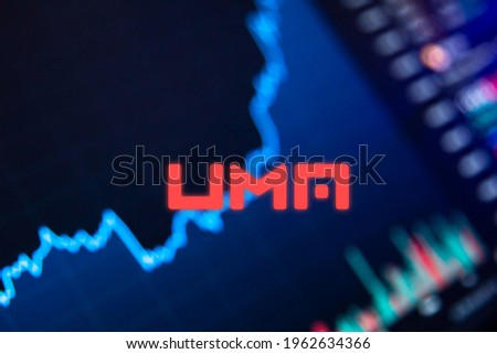 UMA Cryptocurrency. UMA coin growth chart on the exchange, chart Foto stock © 