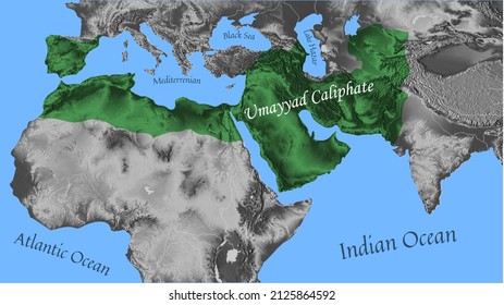 Umayyad Caliphate Map Middle East Europe Africa Asia