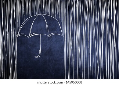 Umbrella   rain conceptual sketch chalkboard