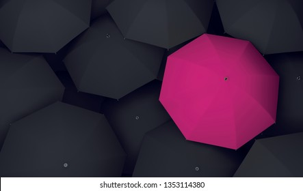 umbrella unique different single 3D illustration