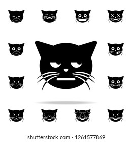 Unamused Cool Cat Icon. Cat Smile Icons Universal Set For Web And Mobile