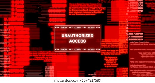 Unauthorized access warning sign. Data, network problems, technology, internet. Computer crime, unauthorized access to the system. 