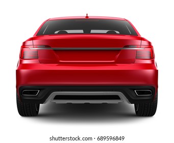 Unbranded Red Car - Rear View (3D Render)