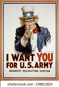 Uncle Sam, 'I Want You' US Army recruiting poster by James Montgomery Flagg, 1917
