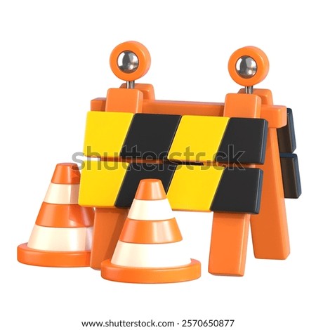Under Construction 3D Icon featuring elements such as construction barriers, a hard hat, and tools