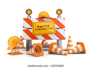Under construction concept. 3D barrier isolated on white