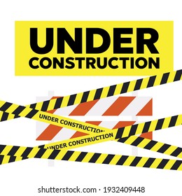 Under Construction Concept Warning Tape Banner Stock Illustration ...