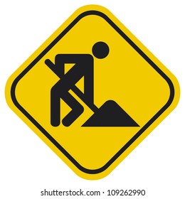 Under Construction Road Sign With Man