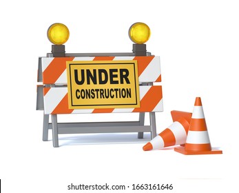 Under Construction Sign Board Traffic Cones Stock Illustration 1663161646