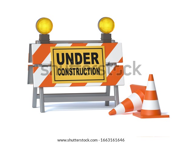 Under Construction Sign Board Traffic Cones Stock Illustration ...