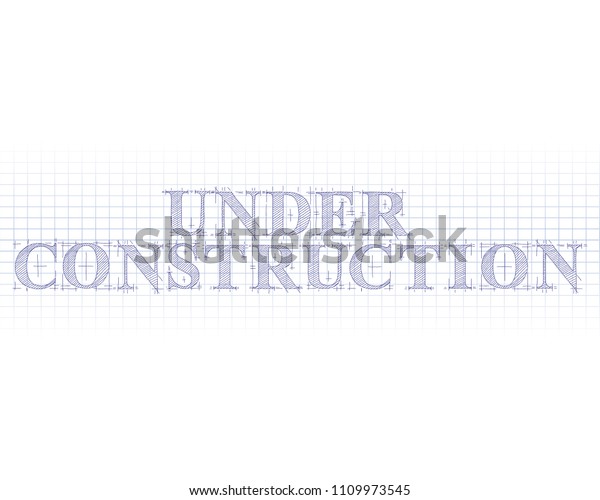 Under Construction Word Technical Drawing On Stock Illustration ...