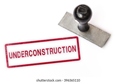underconstruction text sign label stamp.