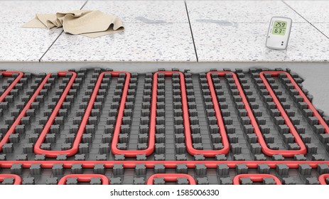 Underfloor Heating On Fixing Mat, 3d Illustration