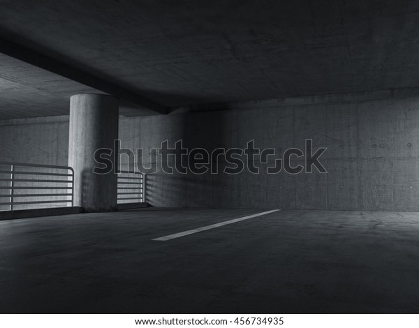 Underground concrete car park, clean empty\
space 3D\
rendering